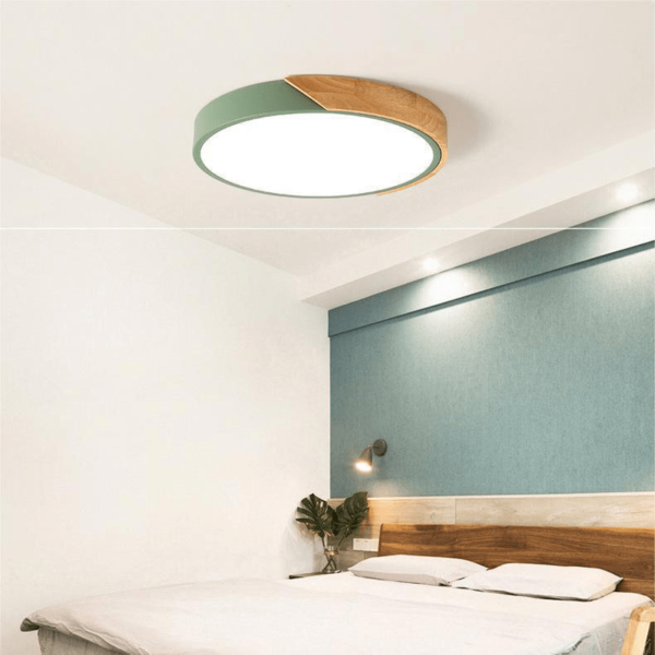 Nordic Macaron Runde Deckenlampe Holz LED Ø30 cm - Image 6